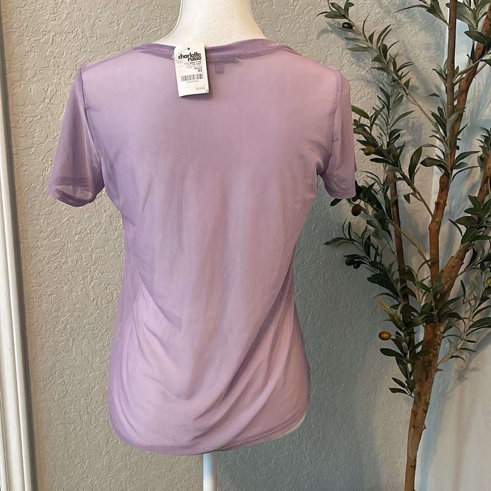 Y2K Vintage Charlotte Russe Sheer V-Neck Fairy Purple Blouse NEW Size XS - Picture 4 of 8